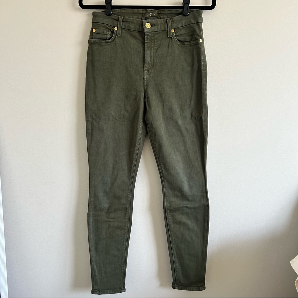 7 for All Mankind Green High Rise Skinny Jeans